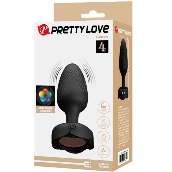 PRETTY LOVE - OLMAN ANAL PLUG WITH LED LIGHT BLACK 8.8 CM - Image 9