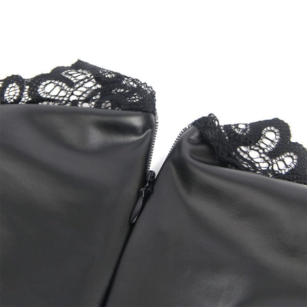 SUBBLIME - 957544 LACE COLLAR LEATHER DRESS BLACK - Image 6
