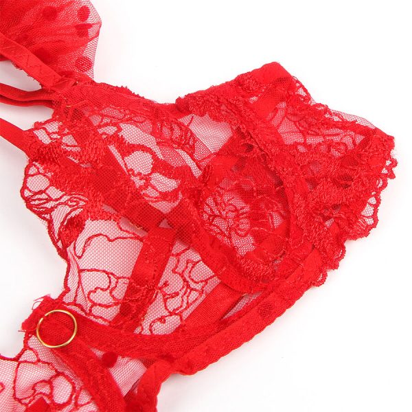 SUBBLIME - 957506 LACE BRA AND GARTER SET RED - Image 4