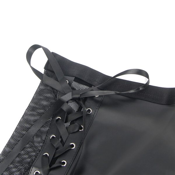SUBBLIME - 957582 LEATHER BRA AND SKIRT SET BLACK - Image 6
