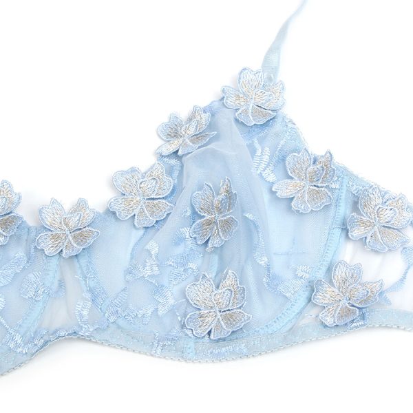 SUBBLIME - 957629 FLOWER EMBROIDERED BRA AND PANTIES SET SKY BLUE - Image 6