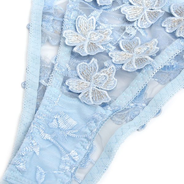SUBBLIME - 957629 FLOWER EMBROIDERED BRA AND PANTIES SET SKY BLUE - Image 7