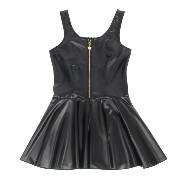 SUBBLIME - 957667 HEART ZIPPER LEATHER DRESS BLACK - Image 5