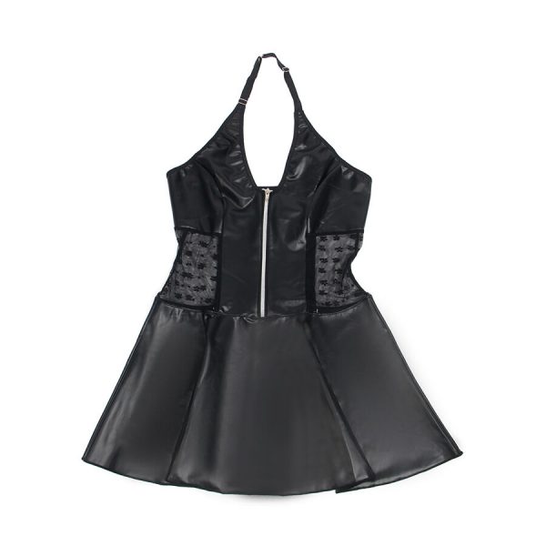 SUBBLIME - 957704 LACE ZIPPER LEATHER DRESS BLACK - Image 5
