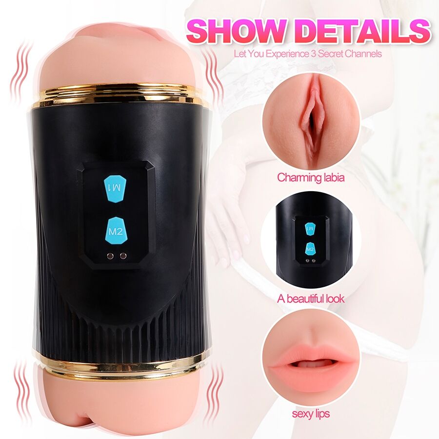 SHEQU - KAY DOUBLE MASTURBATOR WITH DUAL MOUTH AND VAGINA VIBRATION - Image 12