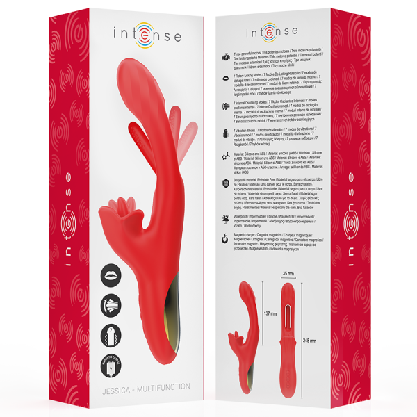 INTENSE - JESSICA MULTIFUNCTION VIBRATOR CLITORIS STIMULATION 24.8 CM RED - Image 8
