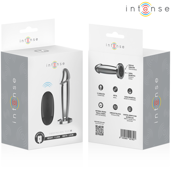 INTENSE - ANAL PLUG 10 VIBRATIONS METAL DILDO WITH REMOTE CONTROL M - Image 8