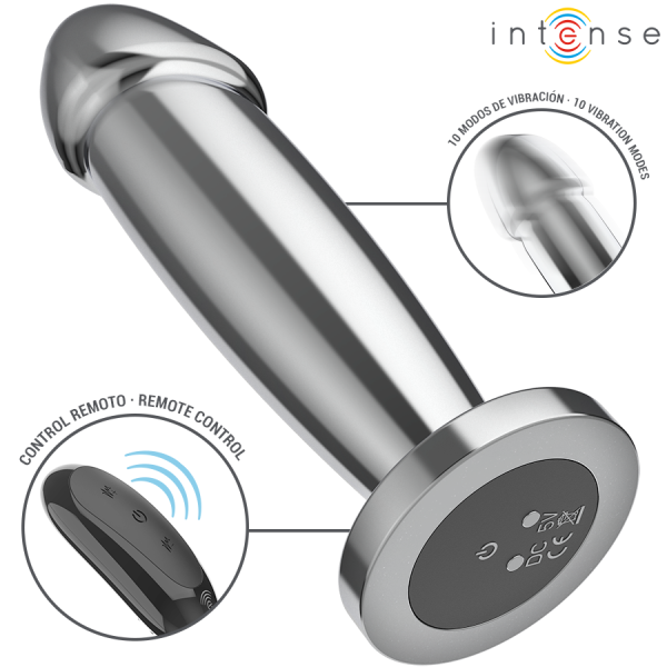 INTENSE - ANAL PLUG 10 VIBRATIONS METAL DILDO WITH REMOTE CONTROL M - Image 3