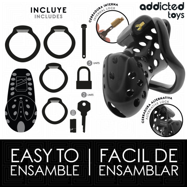ADDICTED TOYS LOCKED - CHAINED HOLLOW PENIS CAGE 10.5 CM - Image 4