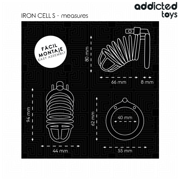 ADDICTED TOYS LOCKED - IRON CELL METAL PENIS CAGE 4 CM SIZE S - Image 5