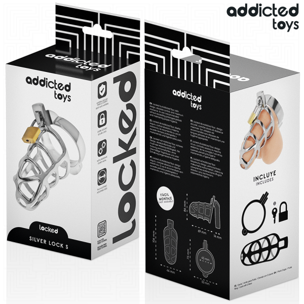 ADDICTED TOYS LOCKED - SILVER LOCK METAL PENIS CAGE SIZE S - Image 6