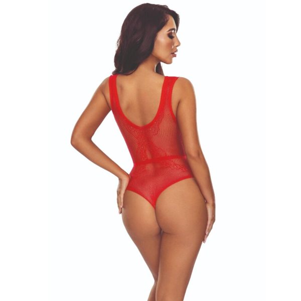 PASSION - BS115 BODYSTOCKING GRID RED - Image 2