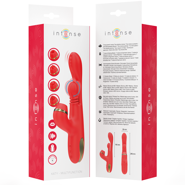 INTENSE - KATY MULTIFUNCTION CLITORIS STIMULATOR 4 INTERCHANGEABLE HEADS RED - Image 9