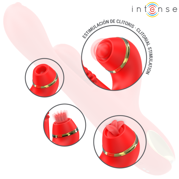 INTENSE - KATY MULTIFUNCTION CLITORIS STIMULATOR 4 INTERCHANGEABLE HEADS RED - Image 6