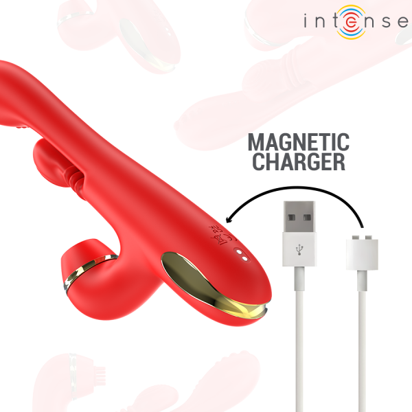 INTENSE - KATY MULTIFUNCTION CLITORIS STIMULATOR 4 INTERCHANGEABLE HEADS RED - Image 8
