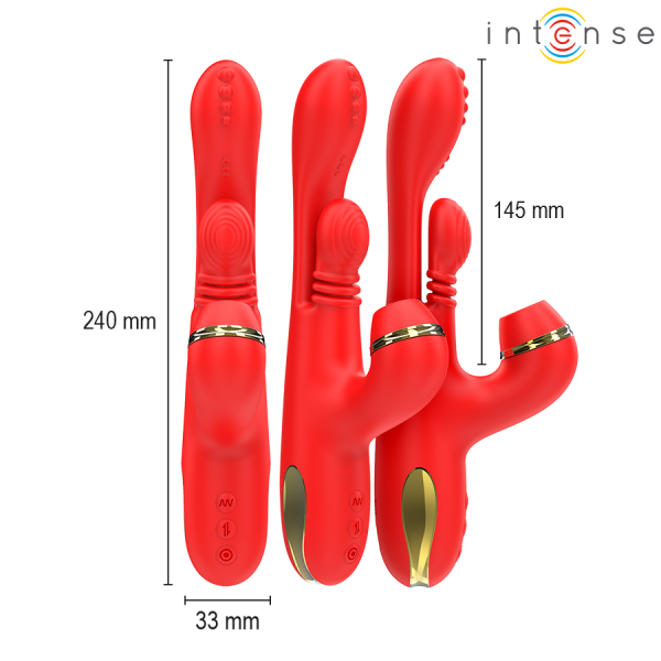 INTENSE - KATY MULTIFUNCTION CLITORIS STIMULATOR 4 INTERCHANGEABLE HEADS RED - Image 3