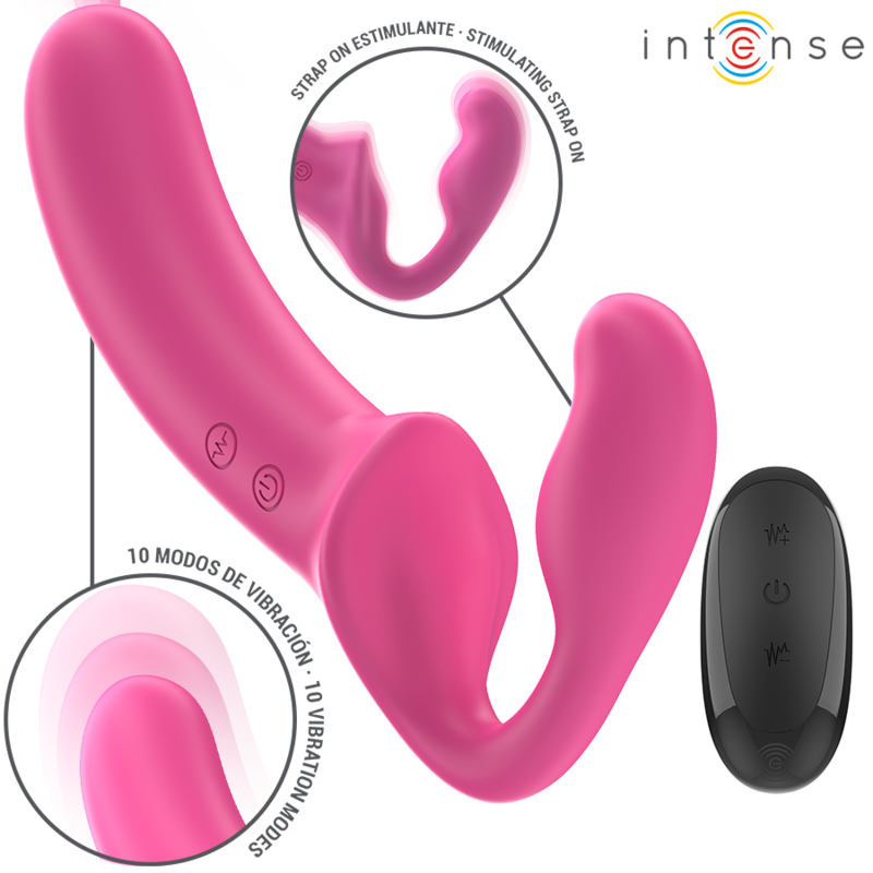 INTENSE - AMY DOUBLE VIBRATOR 20 CM PINK REMOTE CONTROL - Image 2