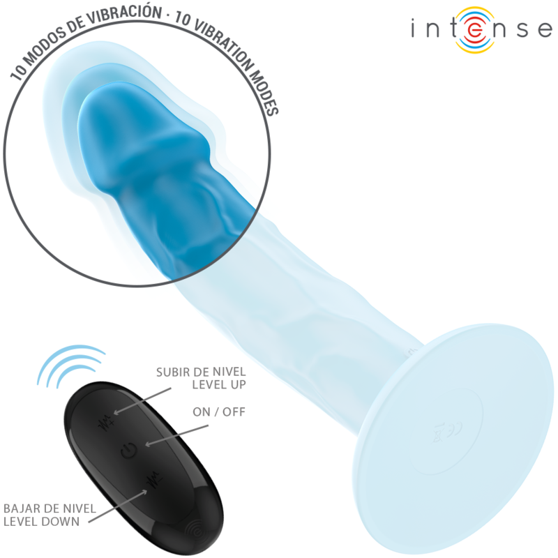 INTENSE - PHOEBE REALISTIC VIBRATOR 10 VIBRATIONS BLUE REMOTE CONTROL - Image 4