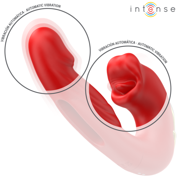INTENSE - NATHY DOUBLE VIBRATOR WITH MULTIFUNCTION STIMULATING MOUTH RED - Image 6