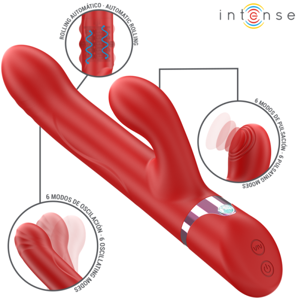 INTENSE - LELE MULTIFUNCTION VIBRATOR ROTATING & OSCILLATION & STIMULATION RED - Image 2