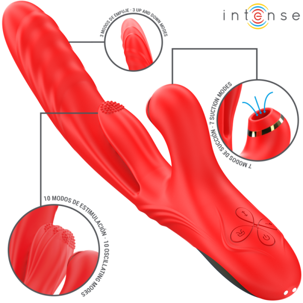 INTENSE - KAROL MULTIFUNCTION VIBRATOR THRUST & STIMULATION & STIMULATING WAVES RED - Image 2