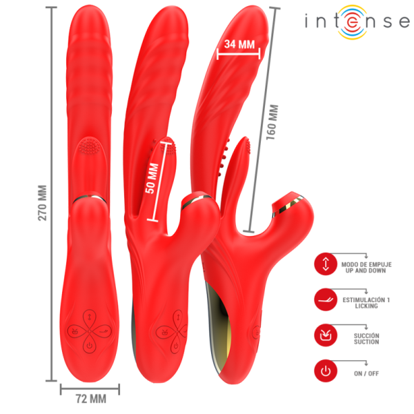 INTENSE - KAROL MULTIFUNCTION VIBRATOR THRUST & STIMULATION & STIMULATING WAVES RED - Image 3