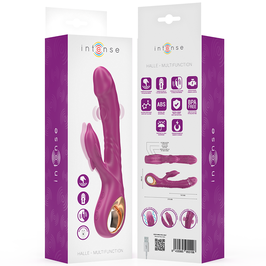 INTENSE - HALLE MULTIFUNCTION VIBRATOR WITH DOLPHIN STIMULATING TONGUE PURPLE - Image 8