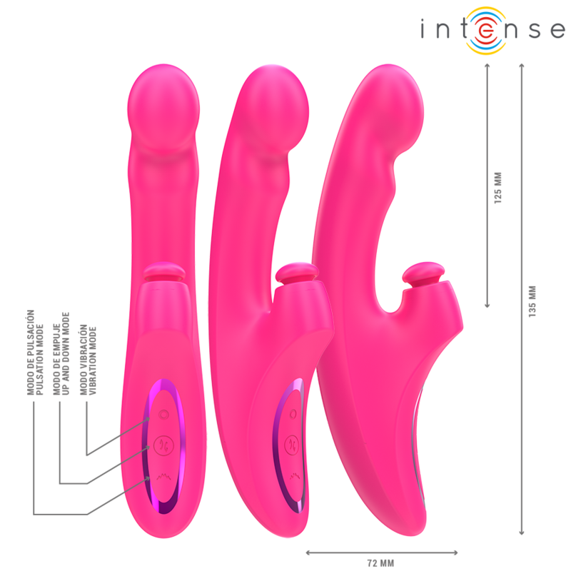 INTENSE - EMI VIBRATOR 13.5 CM MULTIFUNCTION 3 IN 1 10 VIBRATIONS PINK - Image 3