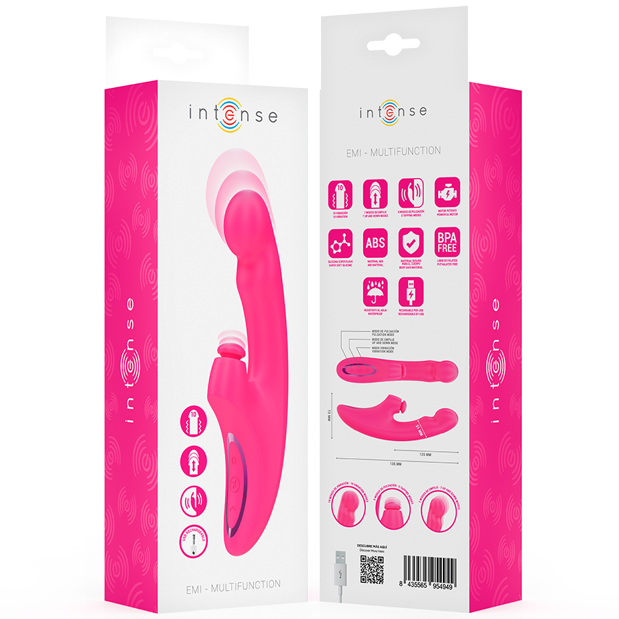 INTENSE - EMI VIBRATOR 13.5 CM MULTIFUNCTION 3 IN 1 10 VIBRATIONS PINK - Image 8