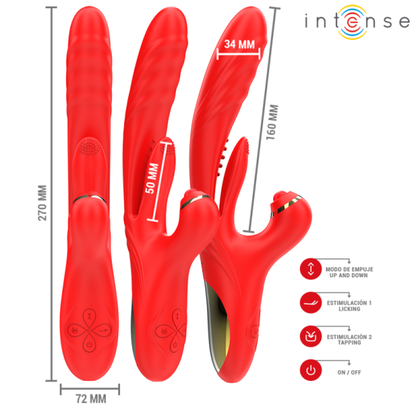 INTENSE - ROSALIA MULTIFUNCTION VIBRATOR 3 IN 1 RED - Image 3