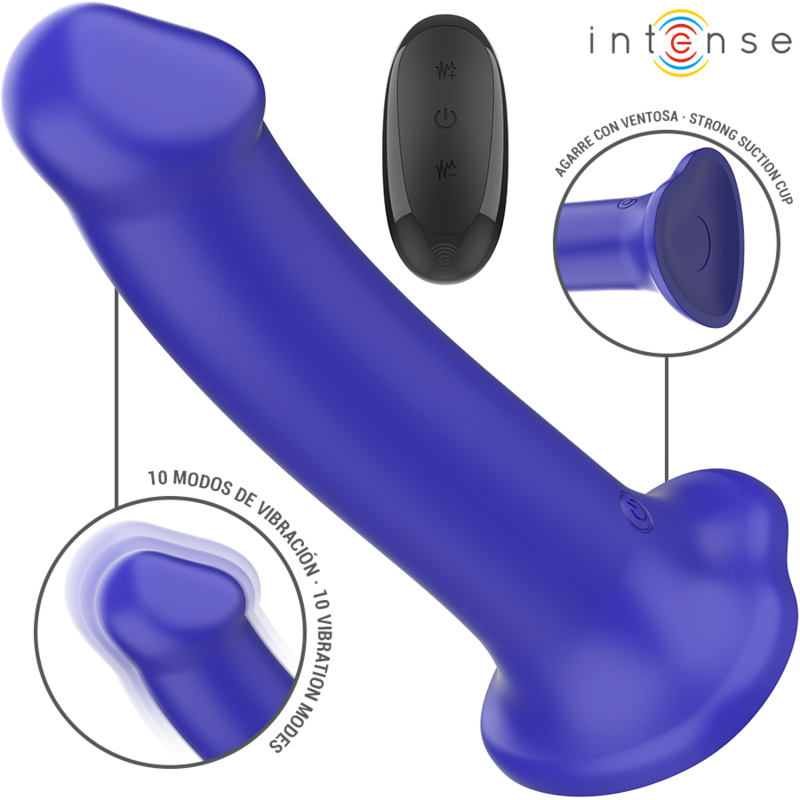 INTENSE - VICTORIA VIBRATOR WITH SUCTION CUP 10 VIBRATIONS DARK BLUE REMOTE CONTROL - Image 2