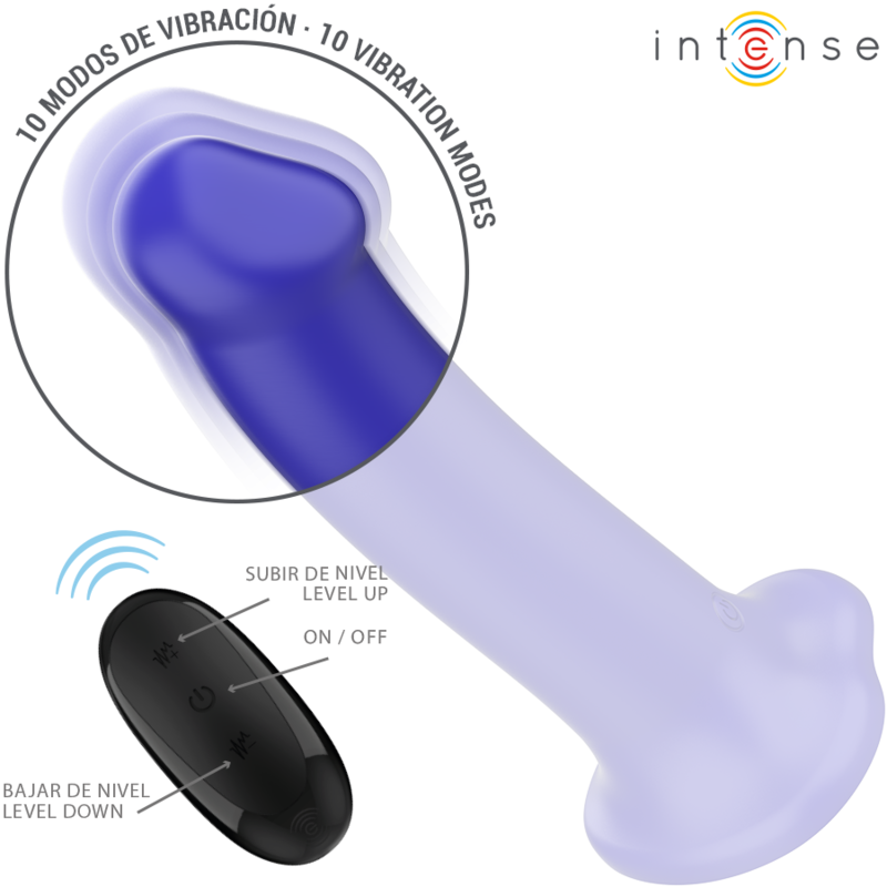 INTENSE - VICTORIA VIBRATOR WITH SUCTION CUP 10 VIBRATIONS DARK BLUE REMOTE CONTROL - Image 4