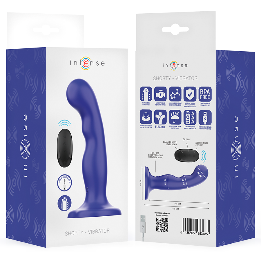 INTENSE - SHORTY VIBRATOR WITH SUCTION CUP BLUE REMOTE CONTROL - Image 8