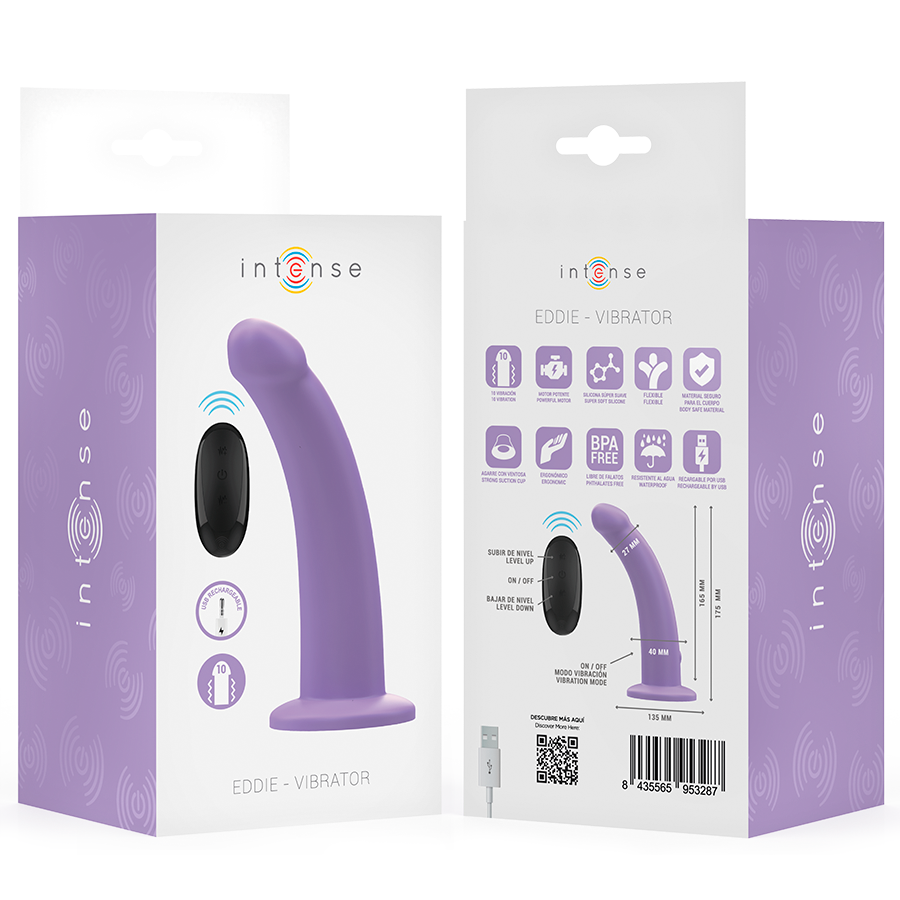INTENSE - EDDIE VIBRATOR 17.5 CM 10 VIBRATIONS PURPLE REMOTE CONTROL - Image 8