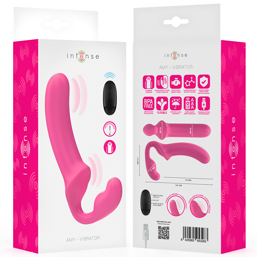 INTENSE - AMY DOUBLE VIBRATOR 20 CM PINK REMOTE CONTROL - Image 8