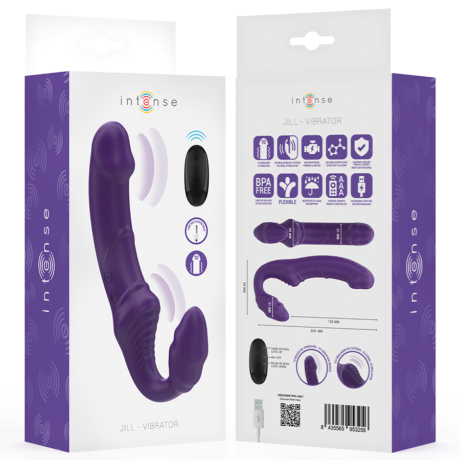 INTENSE - JILL DOUBLE VIBRATOR 20 CM PURPLE REMOTE CONTROL - Image 8