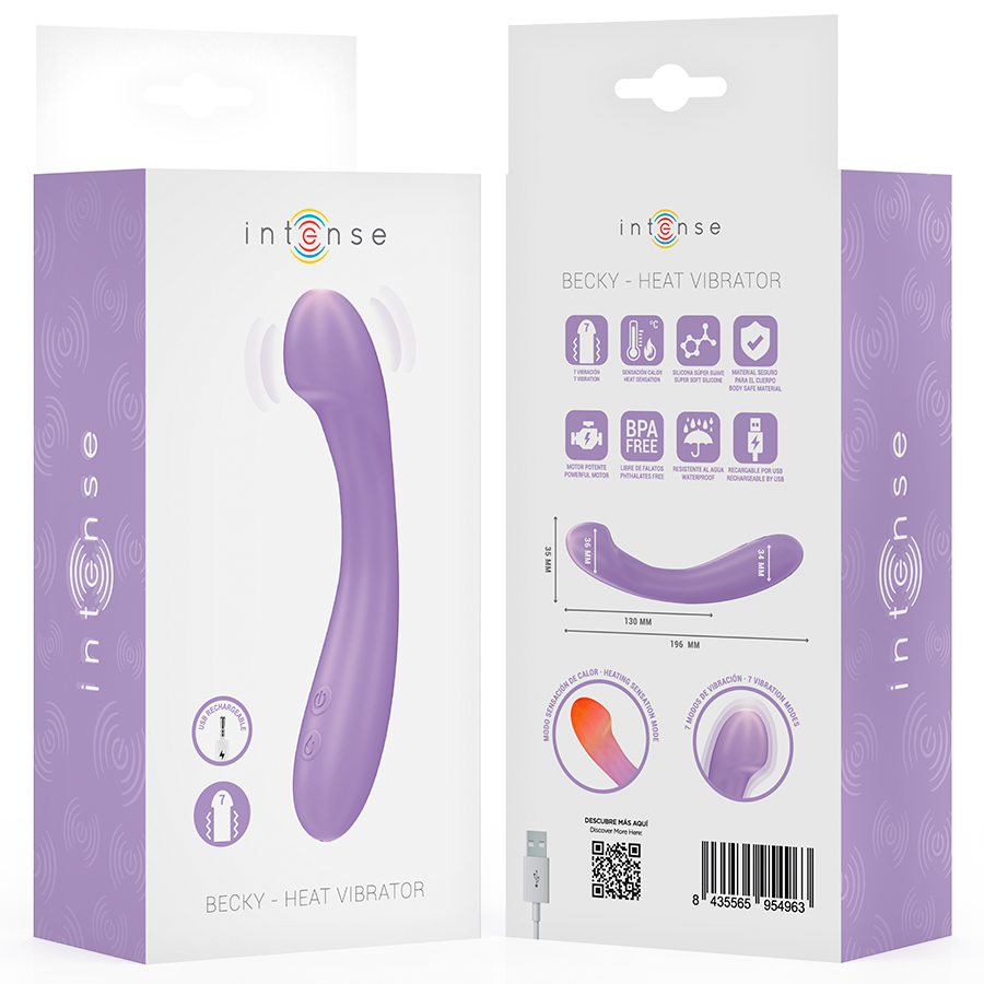 INTENSE - BECKY VIBRATOR 19 CM HEATABLE 7 VIBRATIONS PURPLE - Image 8