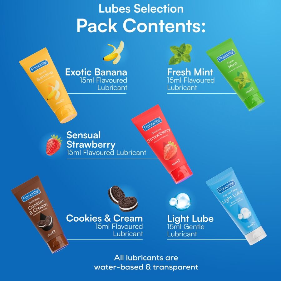 PASANTE - PACK ASSORTED FLAVOR LUBRICANTS 5 UNITS X 15 ML - Image 5