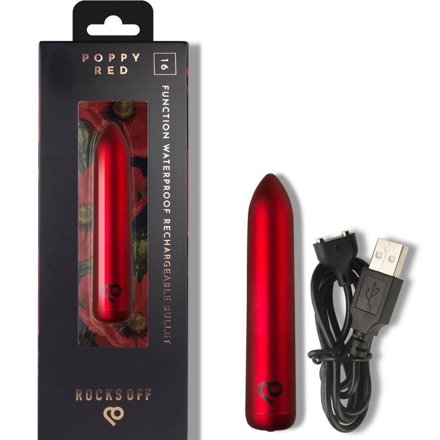 ROCKS-OFF - RECHARGEABLE VIBRATING BULLET POPPY RED - Image 6