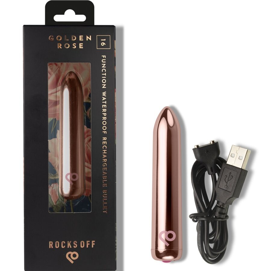 ROCKS-OFF - RECHARGEABLE VIBRATING BULLET GOLDEN ROSE - Image 6