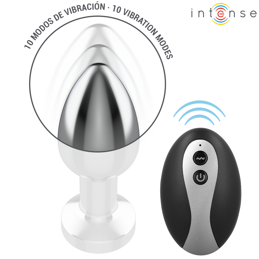 INTENSE - VIBRATING METAL ANAL PLUG WITH LED LIGHTS AND REMOTE CONTROL - SIZE S - Image 3
