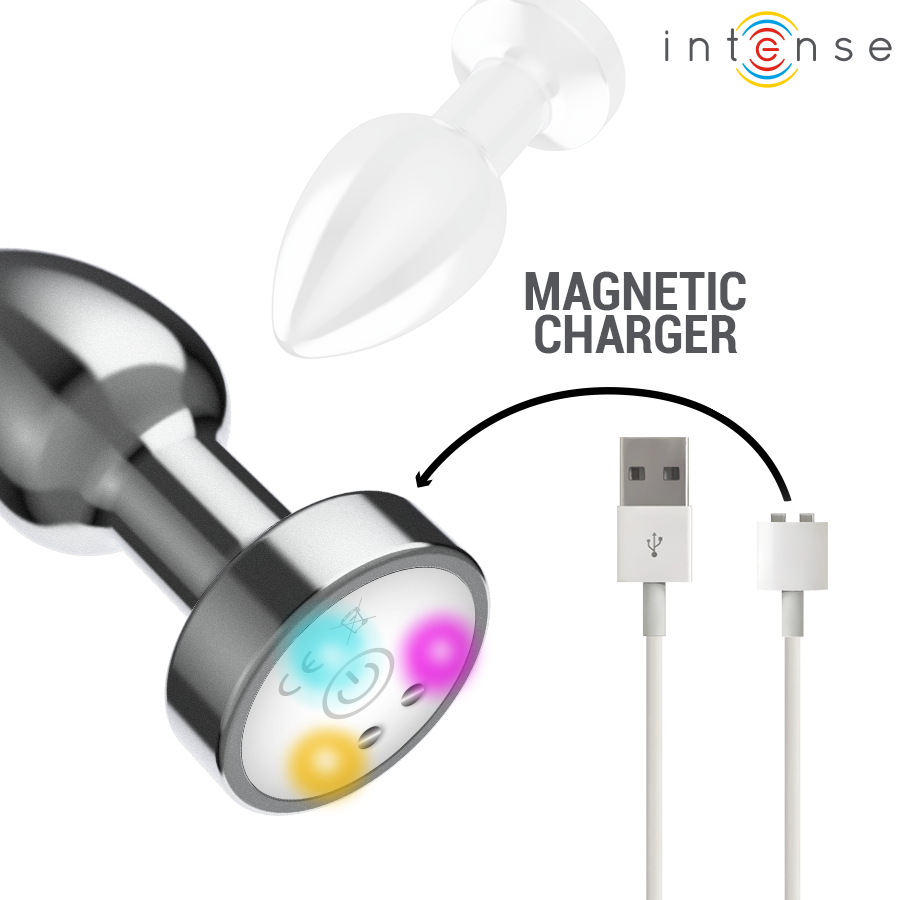 INTENSE - VIBRATING METAL ANAL PLUG WITH LED LIGHTS AND REMOTE CONTROL - SIZE S - Image 5