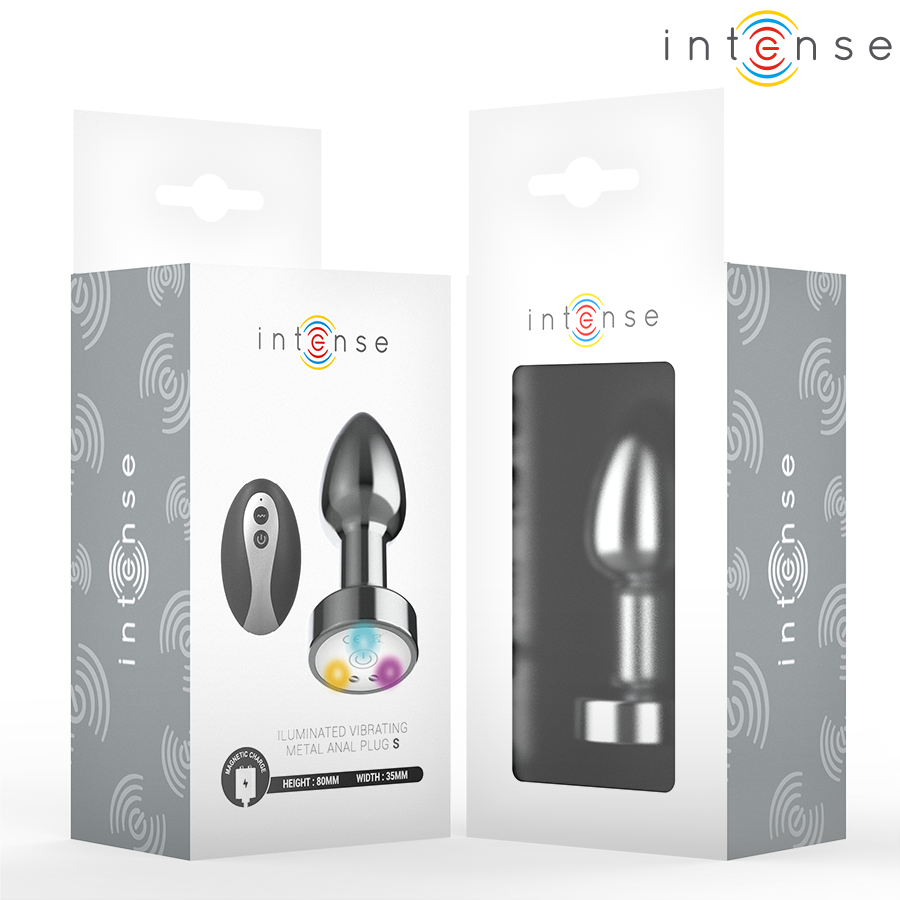 INTENSE - VIBRATING METAL ANAL PLUG WITH LED LIGHTS AND REMOTE CONTROL - SIZE S - Image 7