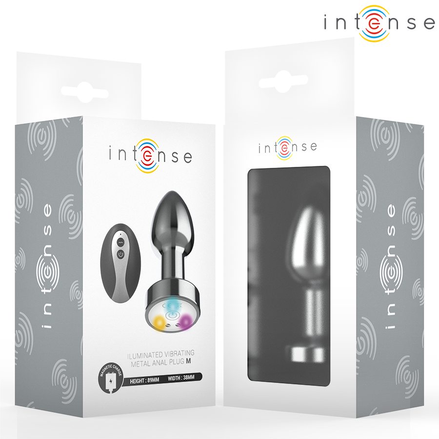 INTENSE - VIBRATING METAL ANAL PLUG WITH LED LIGHTS AND REMOTE CONTROL - SIZE M - Image 7