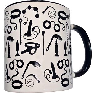 DIABLO PICANTE - WHITE BONDAGE MUG WITH BLACK HANDLE 370 ML