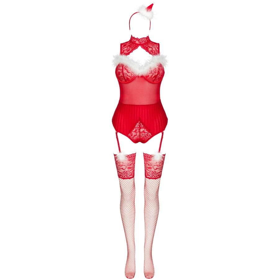 LIVCO CORSETTI FASHION - LIMPID SNOWFLAKES LC 90604 BODY + STOCKINGS + CHRISTMAS HEADBAND - Image 3