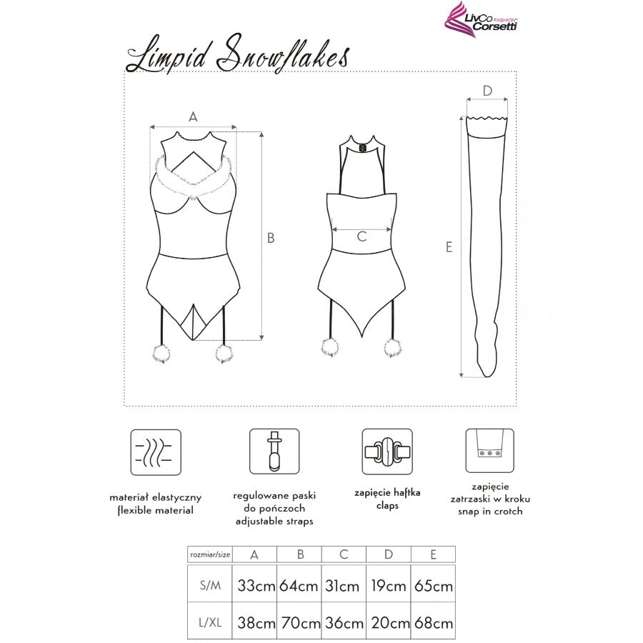 LIVCO CORSETTI FASHION - LIMPID SNOWFLAKES LC 90604 BODY + STOCKINGS + CHRISTMAS HEADBAND - Image 5