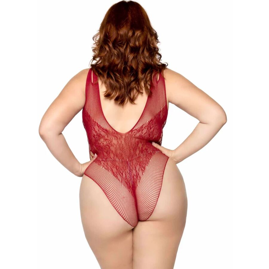 LEG AVENUE - 81641X SEAMLESS BODYSUIT BURGUNDY SIZE 1X/2X - Image 3