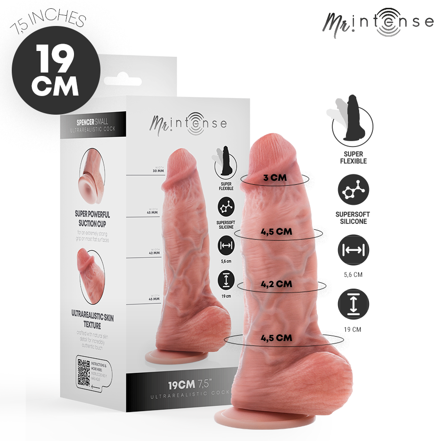 MR INTENSE - SMALL SPENCER SILICONE DILDO 19 CM -Ã'- 4.5 CM