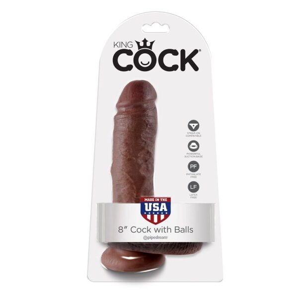 KING COCK 8" COCK BROWN WITH BALLS 20.3 CM - Image 2